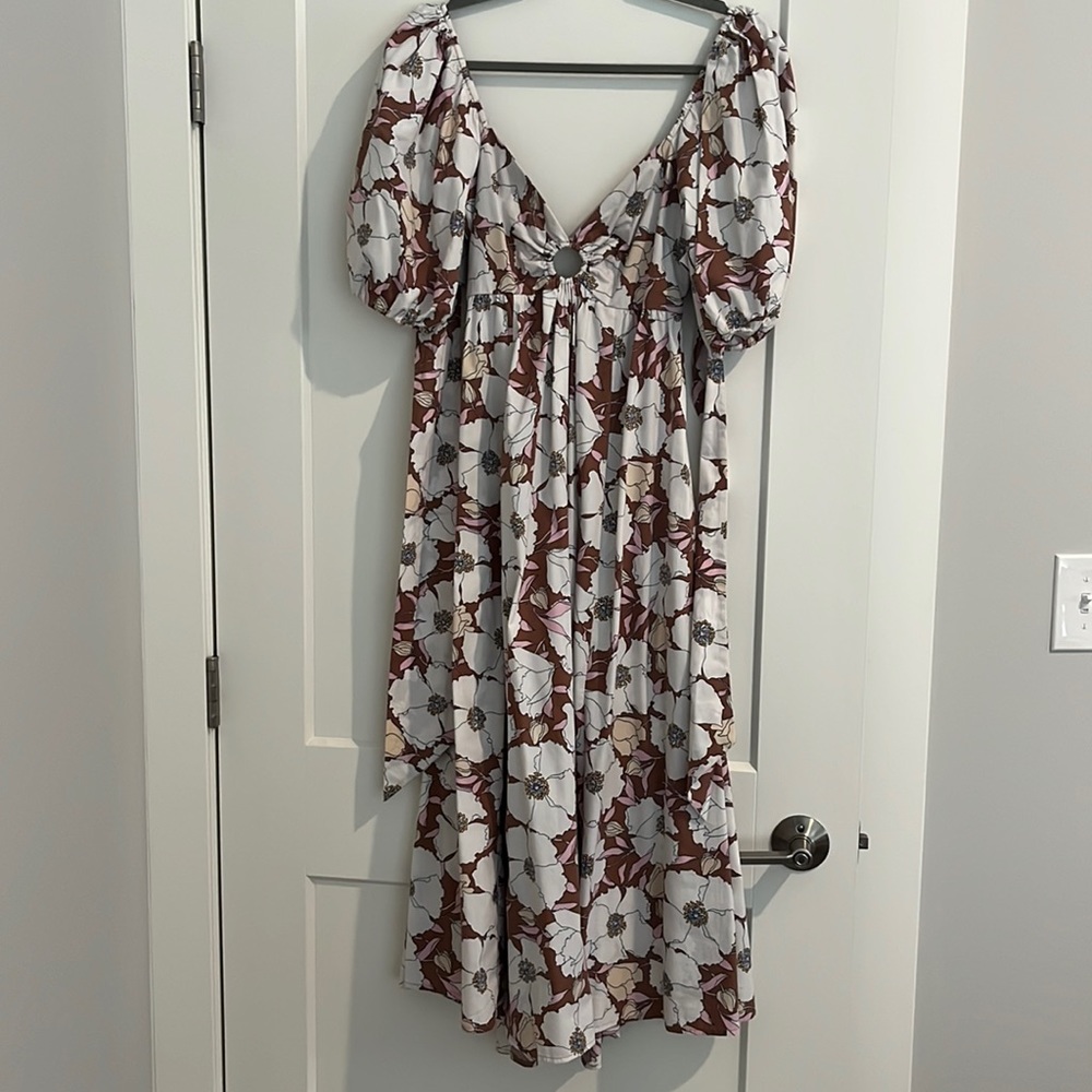 O ring puff sleeve MIDI dress